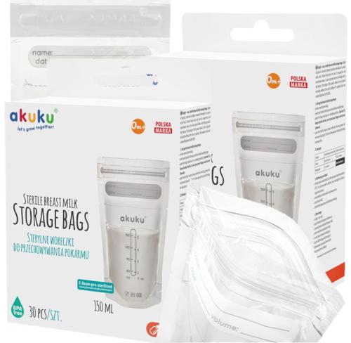 Zestaw 2x Akuku Sterylne Woreczki Do Przechowywania Pokarmu 150ml 30szt 0011