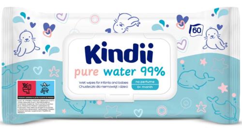 CLEANIC Kindii Chusteczki Wodne Pure Water 99% 12 Opakowań Po 60szt 5107