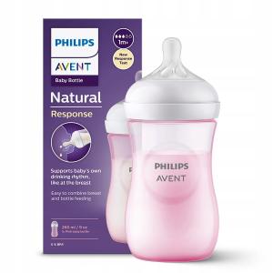 Avent Butelka Antykolkowa Natural 3 Response 260ml 903/11 Różowa