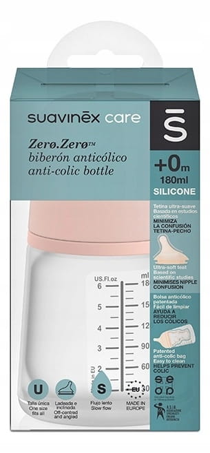 Suavinex Butelka O Regulowanym Przepływie ZERO ZERO 180ml 0m+ 9986