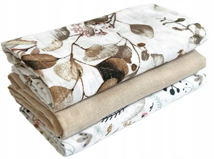 Czas Bobasa Pieluchy Pieluszki Muślinowe Premium 3szt 70x75cm Złote Kwiaty