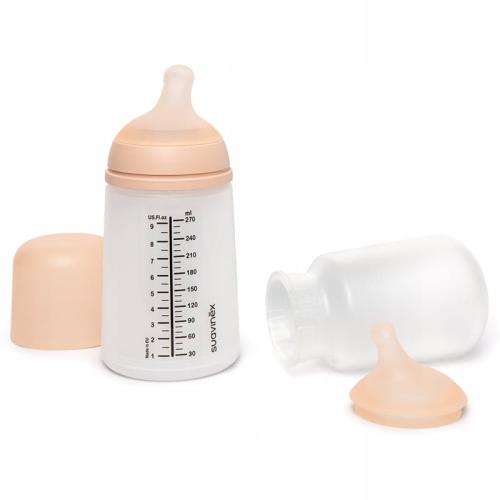 Suavinex Zestaw Startowy ZERO ZERO Butelka Antykolkowa 270ml O Średnim Przepływie 3m+ 7416