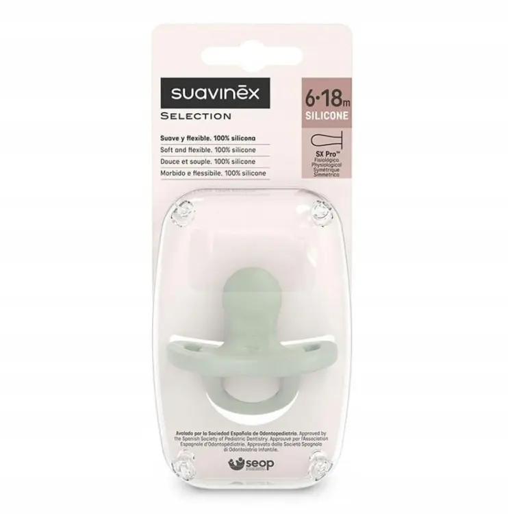 Suavinex Smoczek 100% Silikonowy Fizjologiczny SX Pro 6-18m COLOUR ESSENCE Zielony 1634