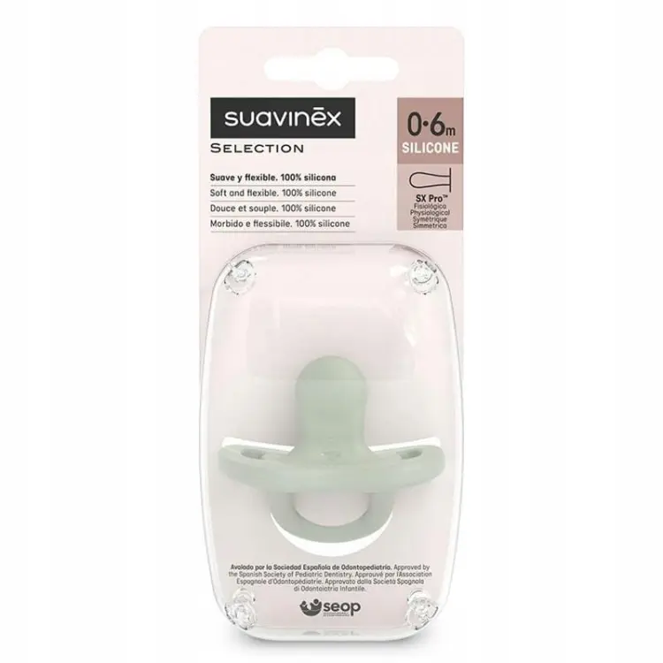 Suavinex Smoczek 100% Silikonowy Fizjologiczny SX Pro 0-6m COLOUR ESSENCE Zielony 1696
