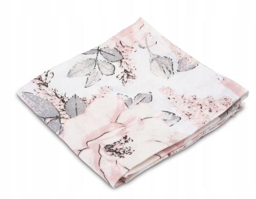 Czas Bobasa Pielucha Muślinowa Premium Kocyk Otulacz 120x120cm Peonie 0486