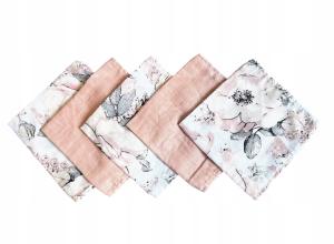 Czas Bobasa Pieluszki Ulewajki Muślinowe 5szt 38x38 Peonie 0448