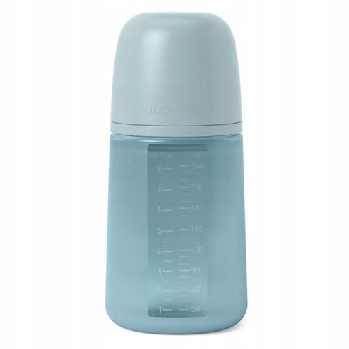 Suavinex Butelka Silikonowa SX PRO Średni Przepływ 3m+ 240ml COLOUR ESSENCE Niebieska 1191
