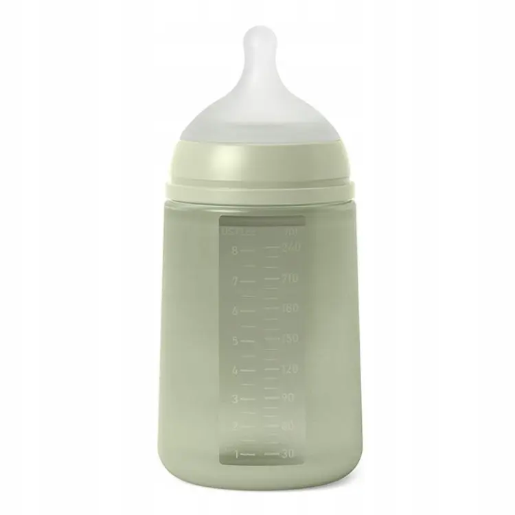 Suavinex Butelka Silikonowa SX PRO Średni Przepływ 3m+ 240ml COLOUR ESSENCE Zielona 1184
