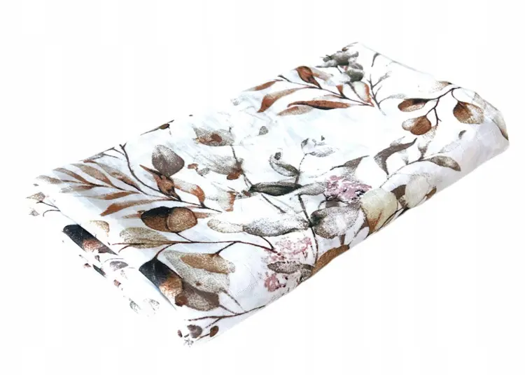 Czas Bobasa Pielucha Muślinowa Premium Kocyk Otulacz 120x120cm Złote Kwiaty 0509