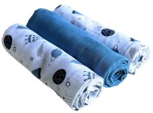 Czas Bobasa Pieluchy Pieluszki Muślinowe Premium 3szt 60x75cm Kosmos