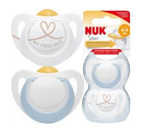 Nuk Star Lateksowy Smoczek Uspokajający 2szt 0-6m Niebieskie 726070