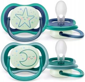 Avent Smoczek Ultra Air Night 6-18m Oddychający + Etui 376/13