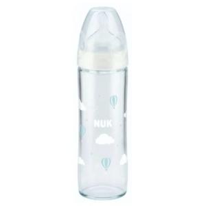 Nuk Fc+ Szklana Butelka 240ml Smoczek Silikonowy 0-6m Biała
