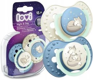Lovi Smoczek Dynamiczny Uspokajający Night&day Boy 18m+ 2szt