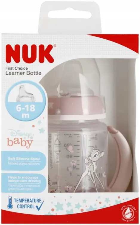 Nuk Butelka 150ml Z Uchwytami First Choice Ustnik Niekapek 6m+ Bambi