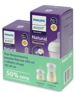 Avent 2x Butelka Antykolkowa Natural 3 Response 260ml + 125ml  903/01 + 900/01