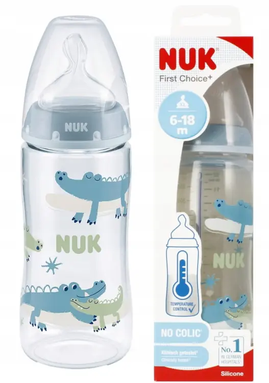 Nuk Butelka First Choice+ Antykolkowa Z Czujnikiem 360ml Kaszka XL 6-18m Niebieska