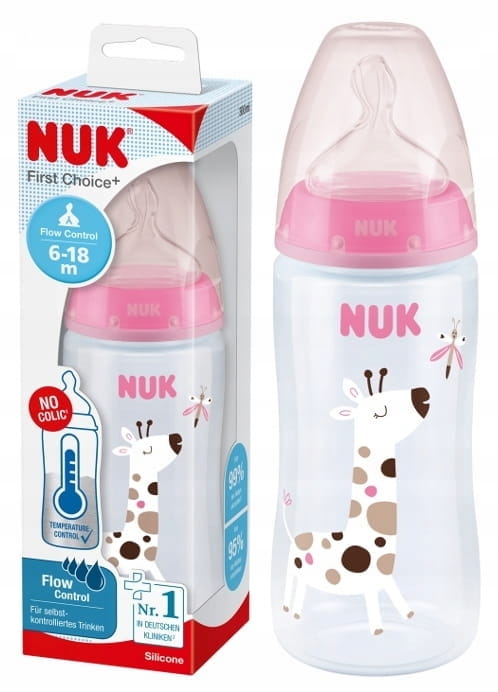Nuk Butelka First Choice+ Antykolkowa Z Czujnikiem 360ml Kaszka XL 6-18m Różowa