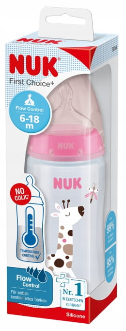 Nuk Butelka First Choice+ Antykolkowa Z Czujnikiem 360ml Kaszka XL 6-18m Różowa