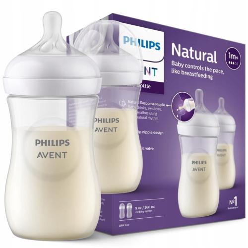 Avent 2x Butelka Antykolkowe Do Karmienia Natural 260 Ml Smoczki 1m+