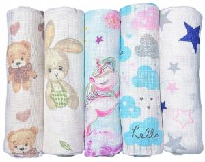 Pieluchy Pieluszki Tetrowe Lux Bawełna 100% Zestaw 5szt Premium