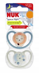 Nuk Smoczek Space Night Silikonowy 6-18m 736619 2szt Niebieski