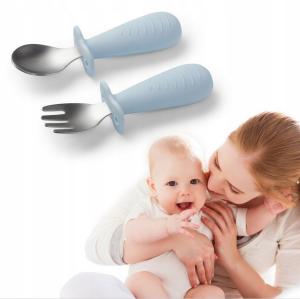 Sztućce dla dzieci zestaw łyżeczka i widelec ze stali nierdzewnej Babyono