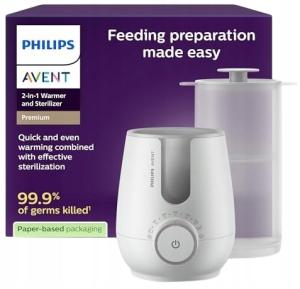 PHILIPS AVENT SZYBKI PODGRZEWACZ PREMIUM 2w1 STERYLIZATOR BUTELEK CZUJNIK
