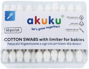 PATYCZKI HIGIENICZNE Z OGRANICZNIKIEM DO USZU DLA DZIECI NIEMOWLĄT AKUKU
