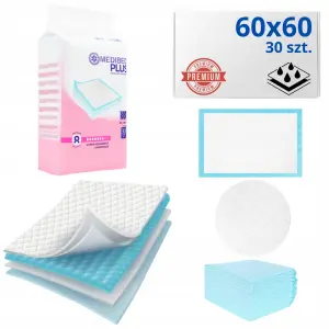 PODKŁADY CHŁONNE MEDIBED PLUS 60X60 MOCNE NIEJAŁOWE PREMIUM 610ml 30 SZT.