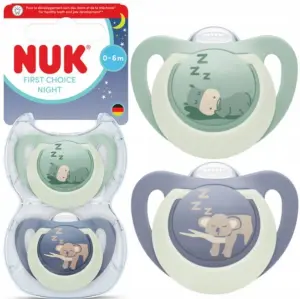 SILIKONOWY SMOCZEK USPOKAJAJĄCY 0-6M ŚWIECĄCY NUK FIRST CHOICE NIGHT