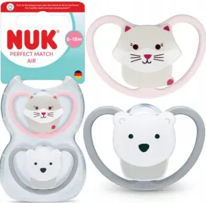 SILIKONOWY SMOCZEK USPOKAJAJĄCY 6-18M NUK PERFECT MATCH AIR KOT/MIŚ