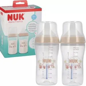 NUK ZESTAW BUTELEK PERFECT MATCH 260ml 3m+ SMOCZEK M 2szt WSKAŹNIK TEMP.