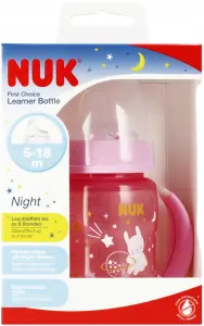 NUK BUTELKA 150 ML 6M Z UCHWYTEM FIRST CHOICE NIGHT RÓŻOWA