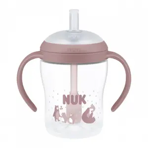 NUK Butelka do nauki picia ze słomką 150ml Miś 10215404