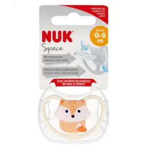 NUK Smoczek uspokajający silikonowy 0-6m Space Lisek
