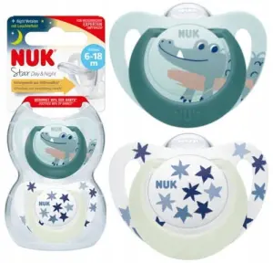 NUK SMOCZEK SILIKONOWY USPOKAJAJĄCY ANATOMICZNY STAR NIGHT 6-18M 2SZT +ETUI