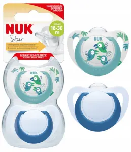NUK SMOCZEK SILIKONOWY USPOKAJAJĄCY ANATOMICZNY STAR 18-36M 2SZT + ETUI