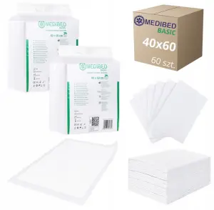 PODKŁADY CHŁONNE HIGIENICZNE MEDIBED BASIC 40X60 NIEJAŁOWE 360 ML 60 SZT.