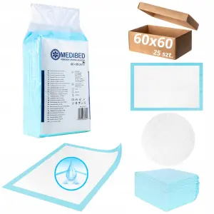 PODKŁADY CHŁONNE HIGIENICZNE MEDIBED 60X60 MOCNE NIEJAŁOWE 25 SZT. 560ML