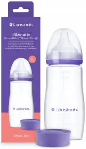 BUTELKA DO KARMIENIA 330ml + SMOCZEK SZYBKI PRZEPŁYW LANSINOH