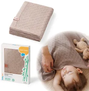 Kocyk dzianinowy bambusowy dla niemowląt 75x100 Babyono 1673/03 beżowy