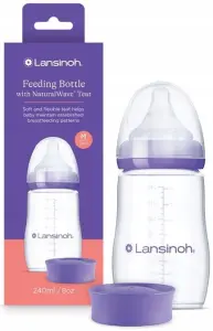 BUTELKA DO KARMIENIA 240ml + SMOCZEK ŚREDNI PRZEPŁYW LANSINOH