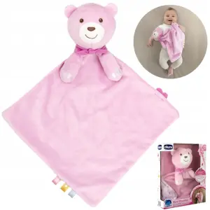 MIĘKKI PLUSZOWY WELUROWY MIŚ MASKOTKA PRZYTULANKA KOCYK RÓŻOWY CHICCO