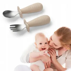 Sztućce dla dzieci zestaw łyżeczka i widelec ze stali nierdzewnej Babyono