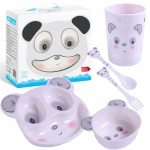 BOCIOLAND ZESTAW NACZYŃ DLA MALUSZKA KOMPLET 5 el. Panda NACZYNIA DZIECIĘCE
