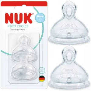 NUK SILIKONOWY SMOCZEK DO BUTELKI FIRST CHOICE 0M+ ROZMIAR S 2SZT