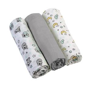 BabyOno Super Miękkie Pieluszki Muślinowe Szare 3szt 70x70 348/01