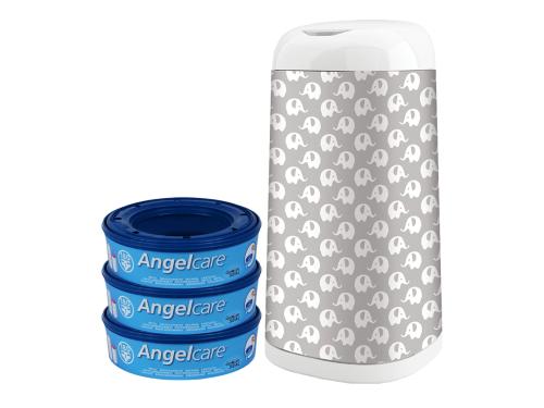 Angelcare Pojemnik Kosz Dress Up Na Brudne Zużyte Pieluchy + Rękaw Szary + 3 Wkłady