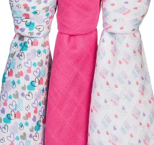 BabyOno Super Miękkie Pieluszki Muślinowe Różowe 3szt 70x70 348/02